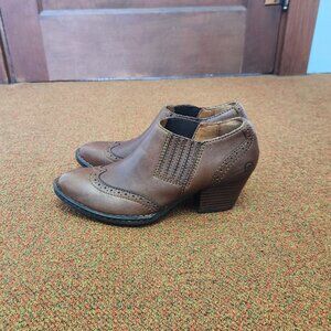 Born Leather Slip on Heeled Booties